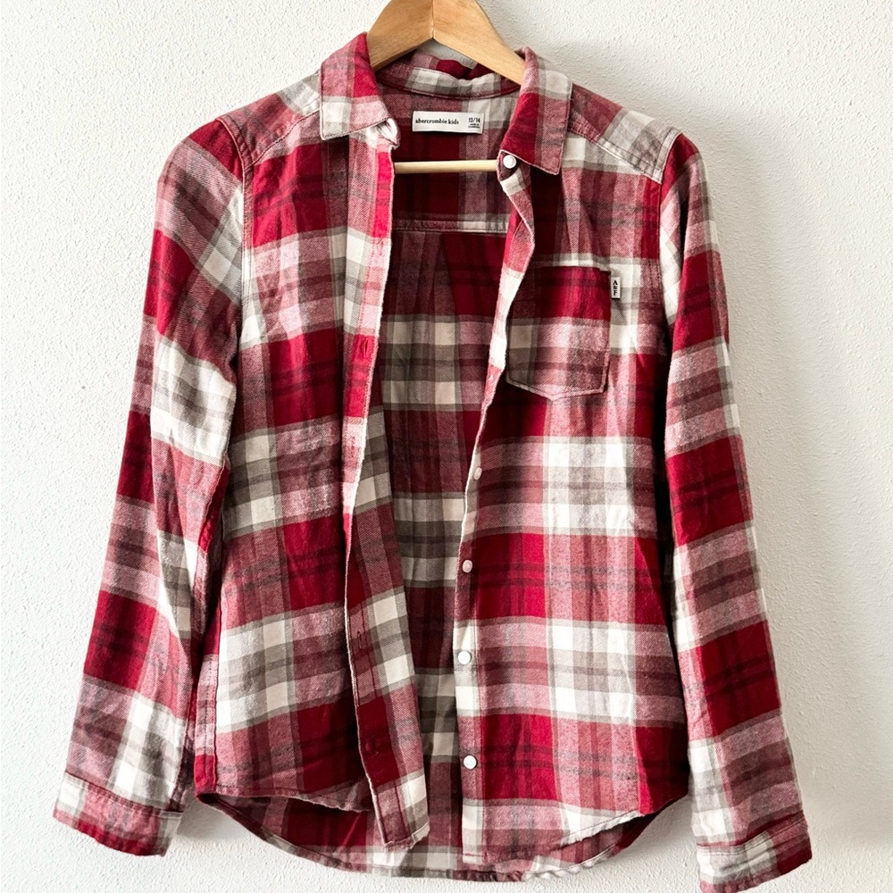 Abercrombie kids red plaid flannel